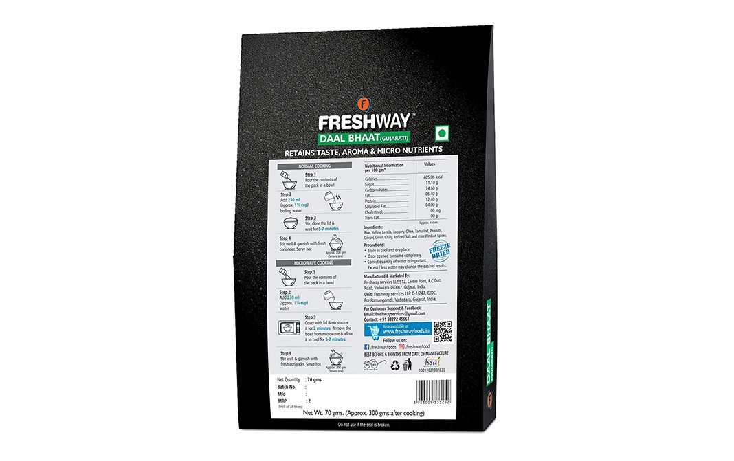 Freshway Daal Bhaat    Pack  70 grams